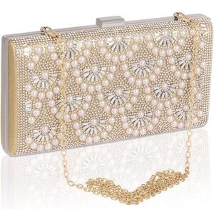 Bride/Bachelorette Purse - Never Used, Gold/Silver/Pearl Embellished